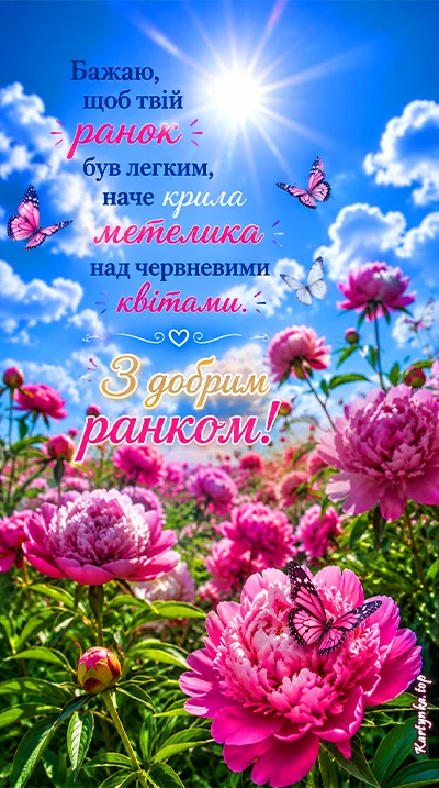 Естетичне фото червневого ранку з вітальним написом