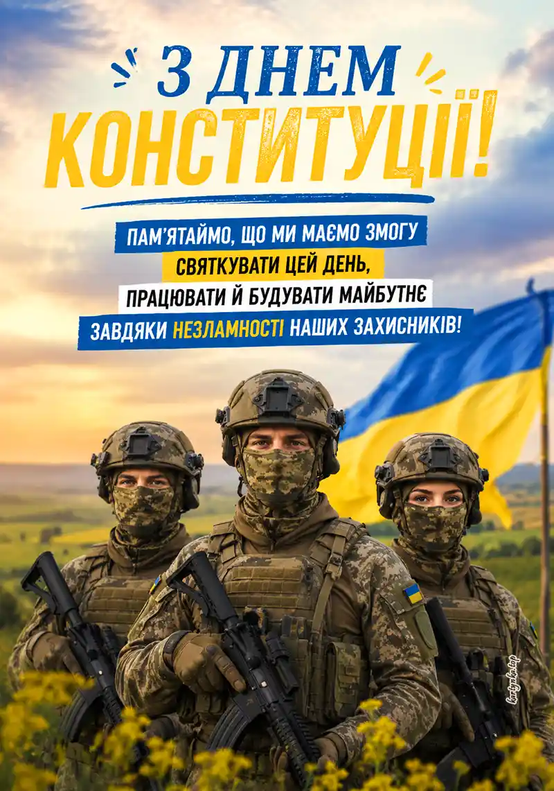 Офіційне привітання зі святом Основного Закону на урочистій листівці
