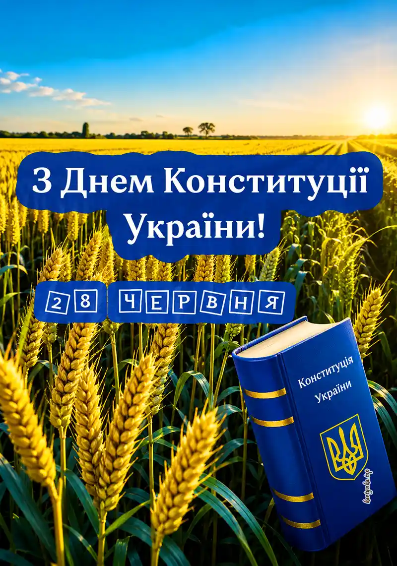 Сучасна листівка до Дня Конституції з контуром карти України