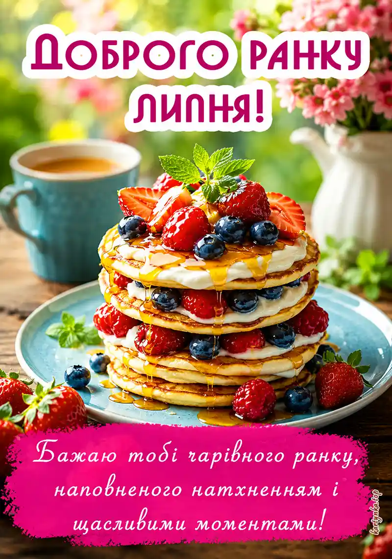 Стильна листівка доброго ранку липня