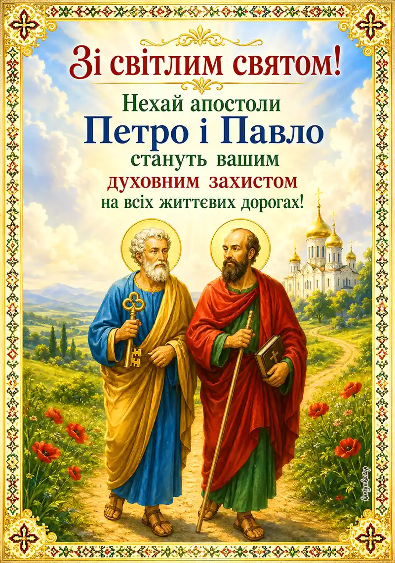 Естетична картинка привітання з Петром і Павлом