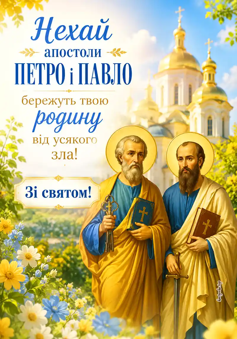 Красива православна листівка до Дня святих Петра і Павла