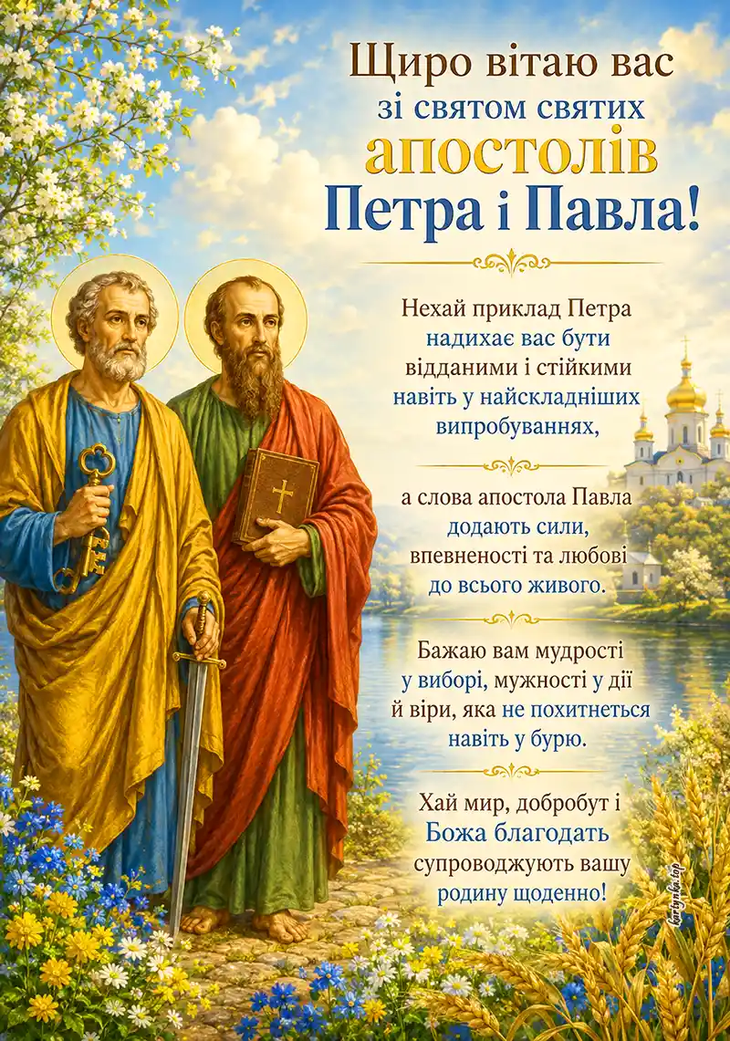 Святкове зображення до Дня Петра і Павла для привітань у месенджерах
