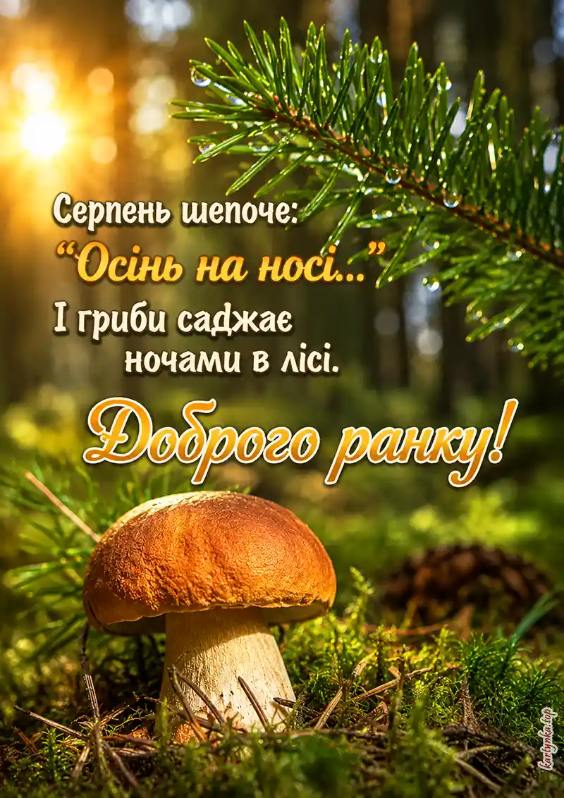 Картинка доброго серпневого ранку з побажаннями