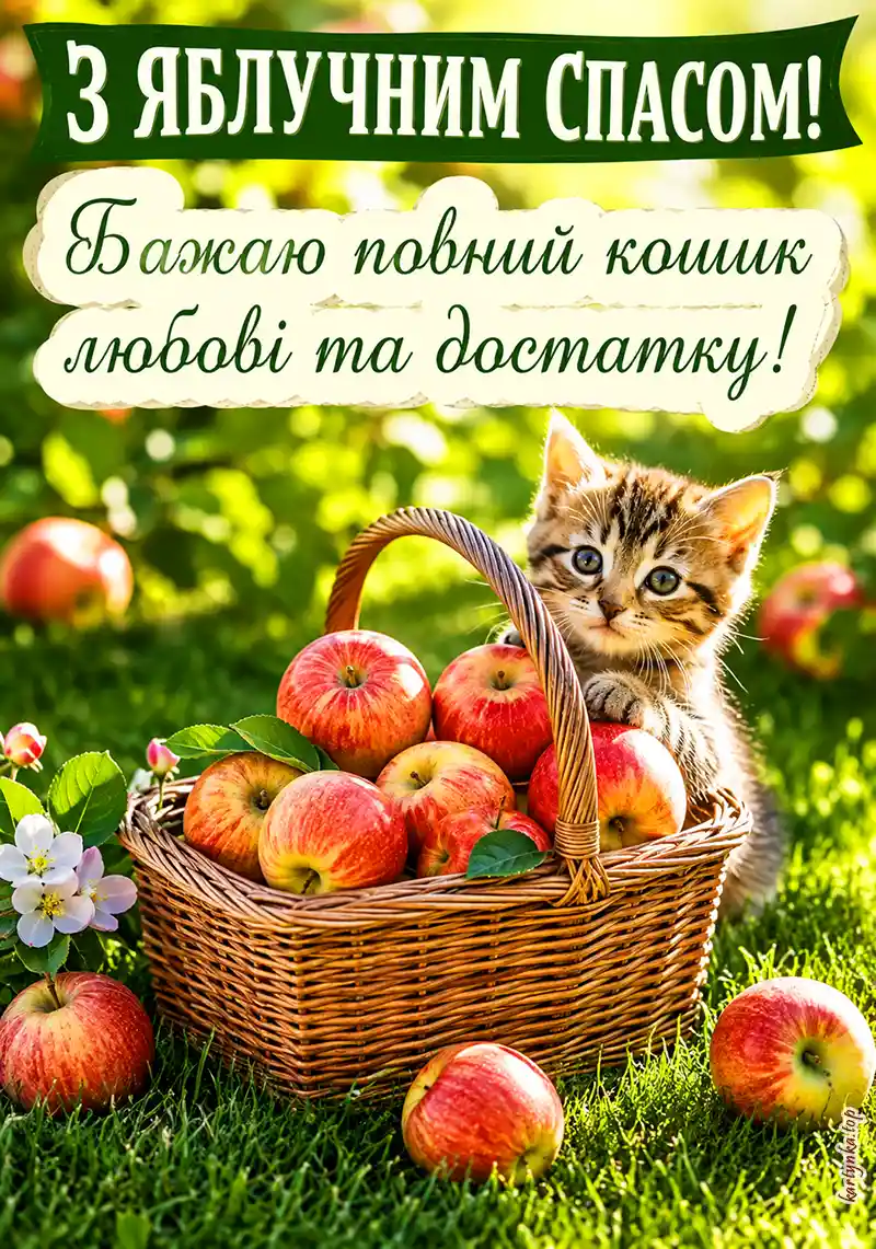 Святкова картинка з побажаннями на Яблучний Спас.