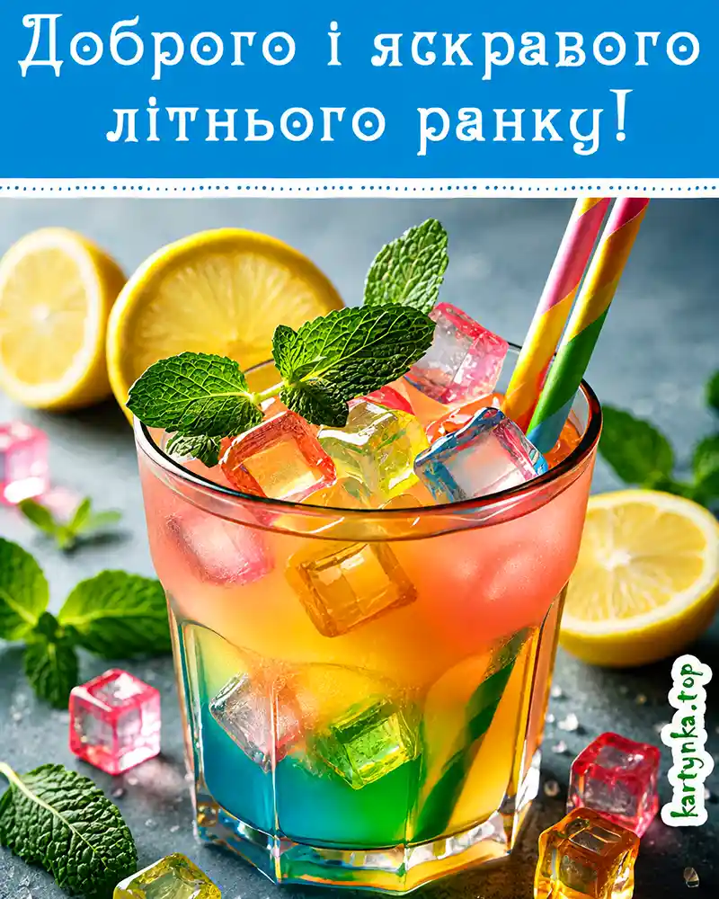 З літнім ранком! Барвиста картинка-листівка з найкращими побажаннями