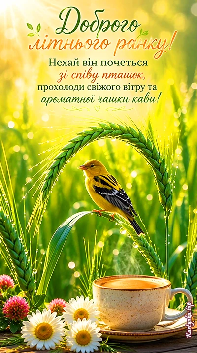 Красива листівка з добрим літнім ранком