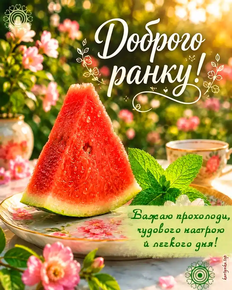Листівка для привітання з літнім ранком — позитивна картинка й побажання