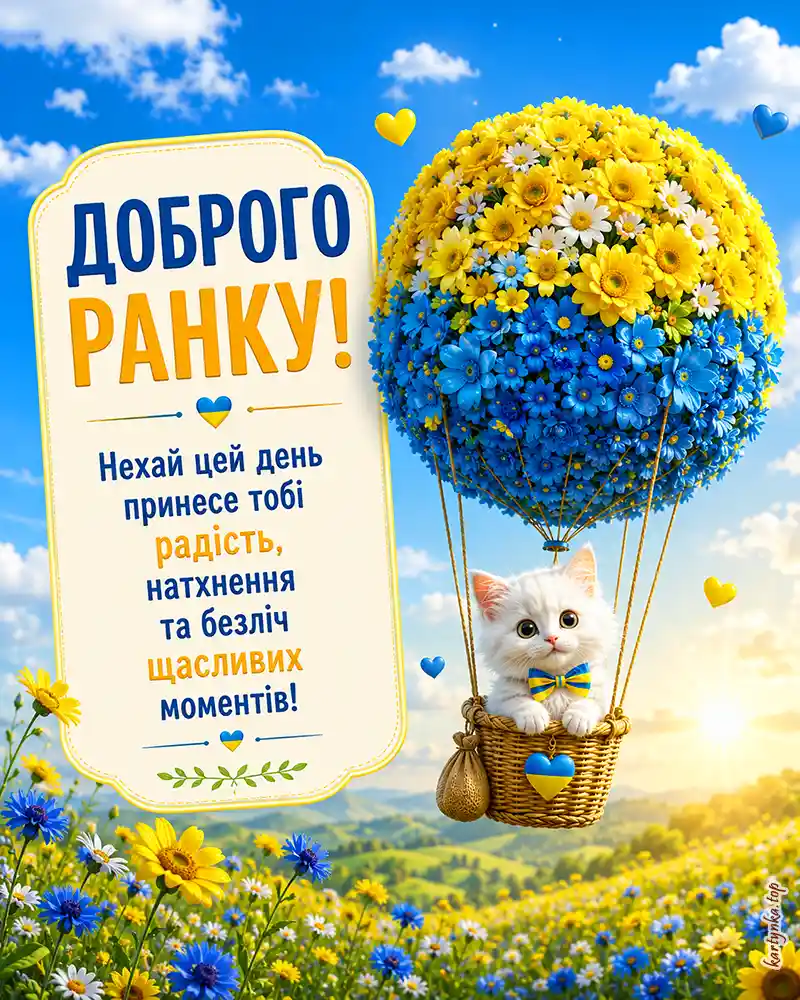 Побажання на літній ранок — барвиста листівка й картинка