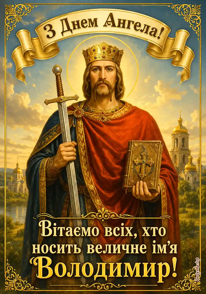 Оригінальна листівка на іменини Володимира