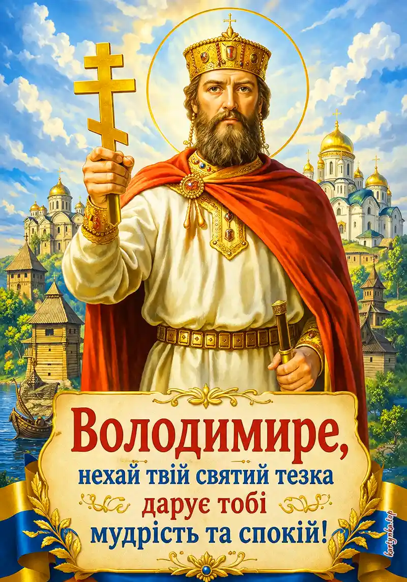 Святкове зображення з привітанням на іменини Володимира
